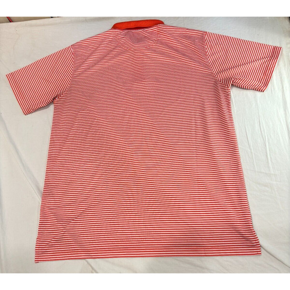 Tabasco Sport Polo Shirt Men's Size L Golf Wicking Short Sleeved Striped Orange - Picture 5 of 7